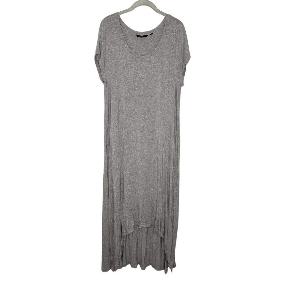 H Halston Hi-Low Hem Knit Scoop Neck Maxi Dress HEATHER FLINT GREY Size Large